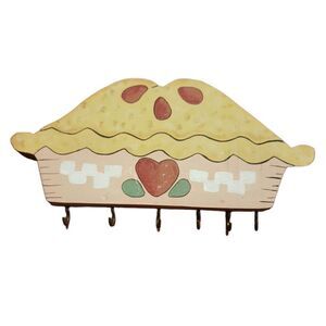 Vintage Homemade Wooden Pie Key Holder Wall Hanger